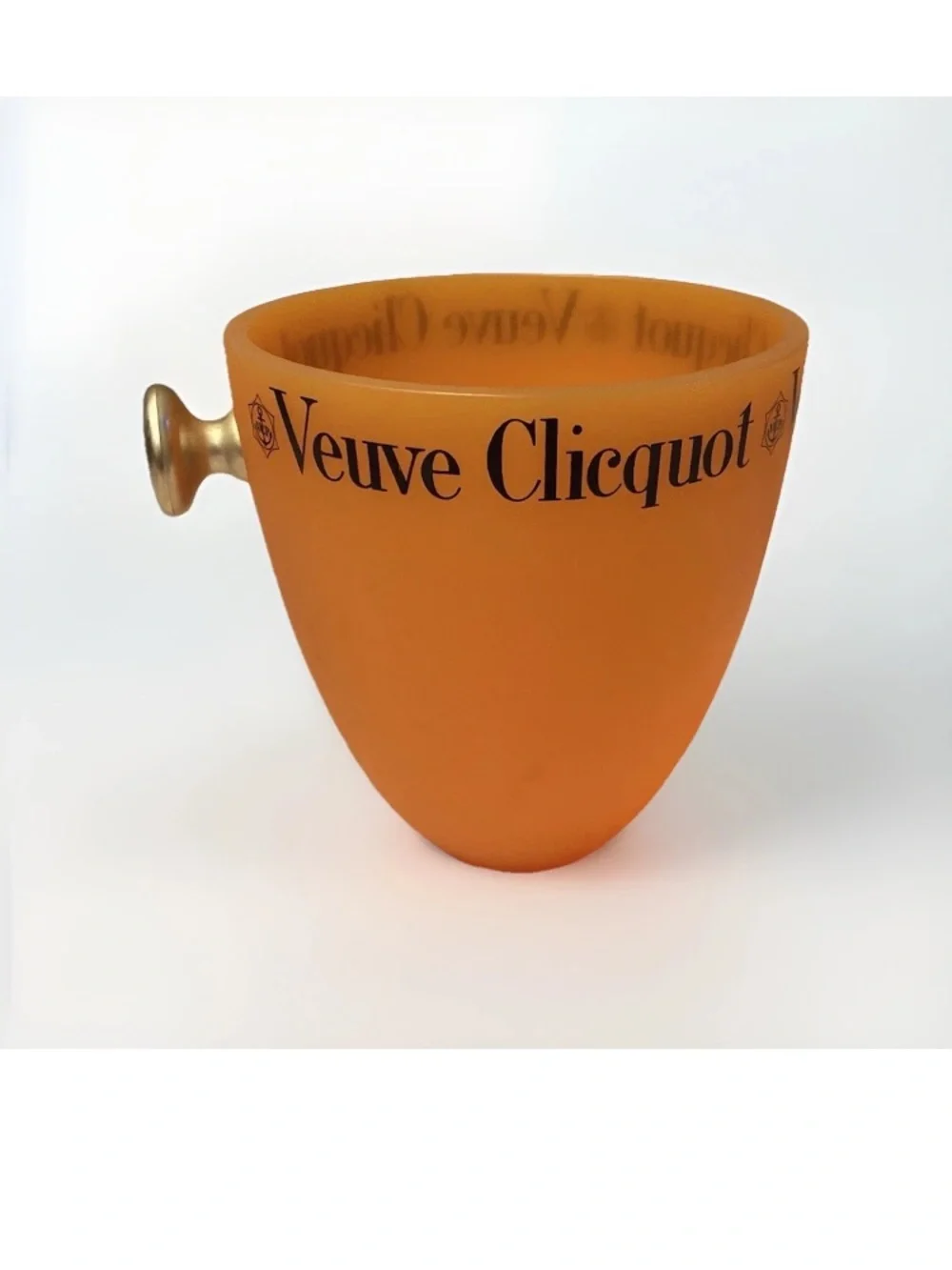 Vintage Veuve Cliquot champagne ice bucket orange resin plastic 9”x8”